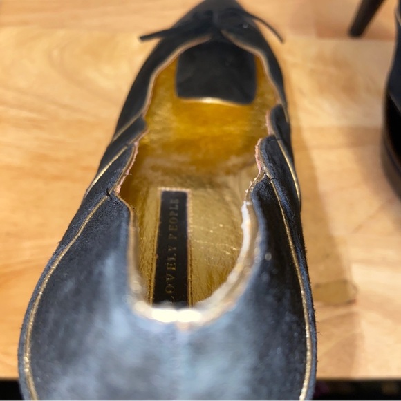 Lovely People Black And Gold Foil Scalloped Pointy Toe High Heel Shoes Size 10. - Picture 9 of 10